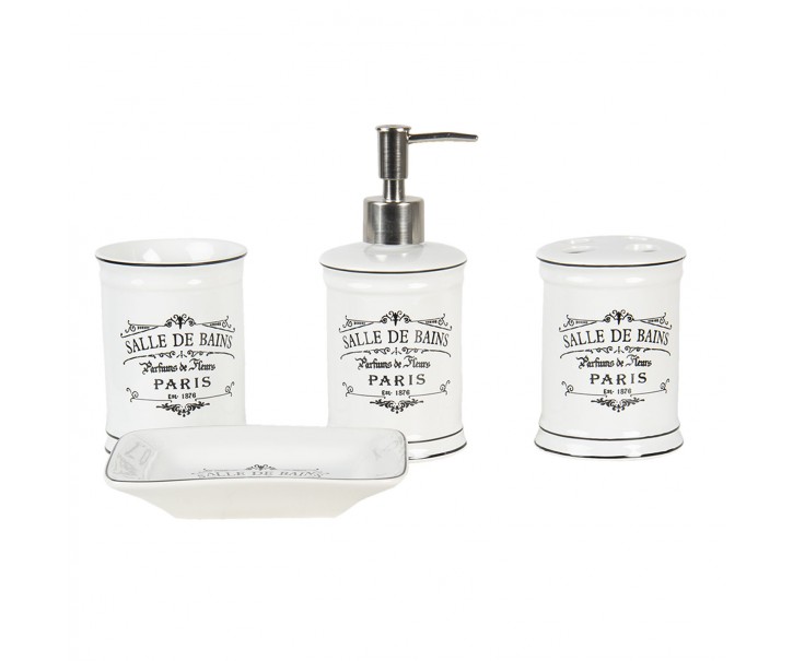 Koupelnový set Paris (sada 4) - 15*11*3 cm / 8*8*19 cm / 8*8*13 cm / 8*8*12 cm