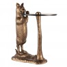 Odkládací stolek s kočičkou a zlatou patinou - 51*36*30 cm Barva: hnědá, zlatá patinaMateriál: kovHmotnost: 6,666 kg