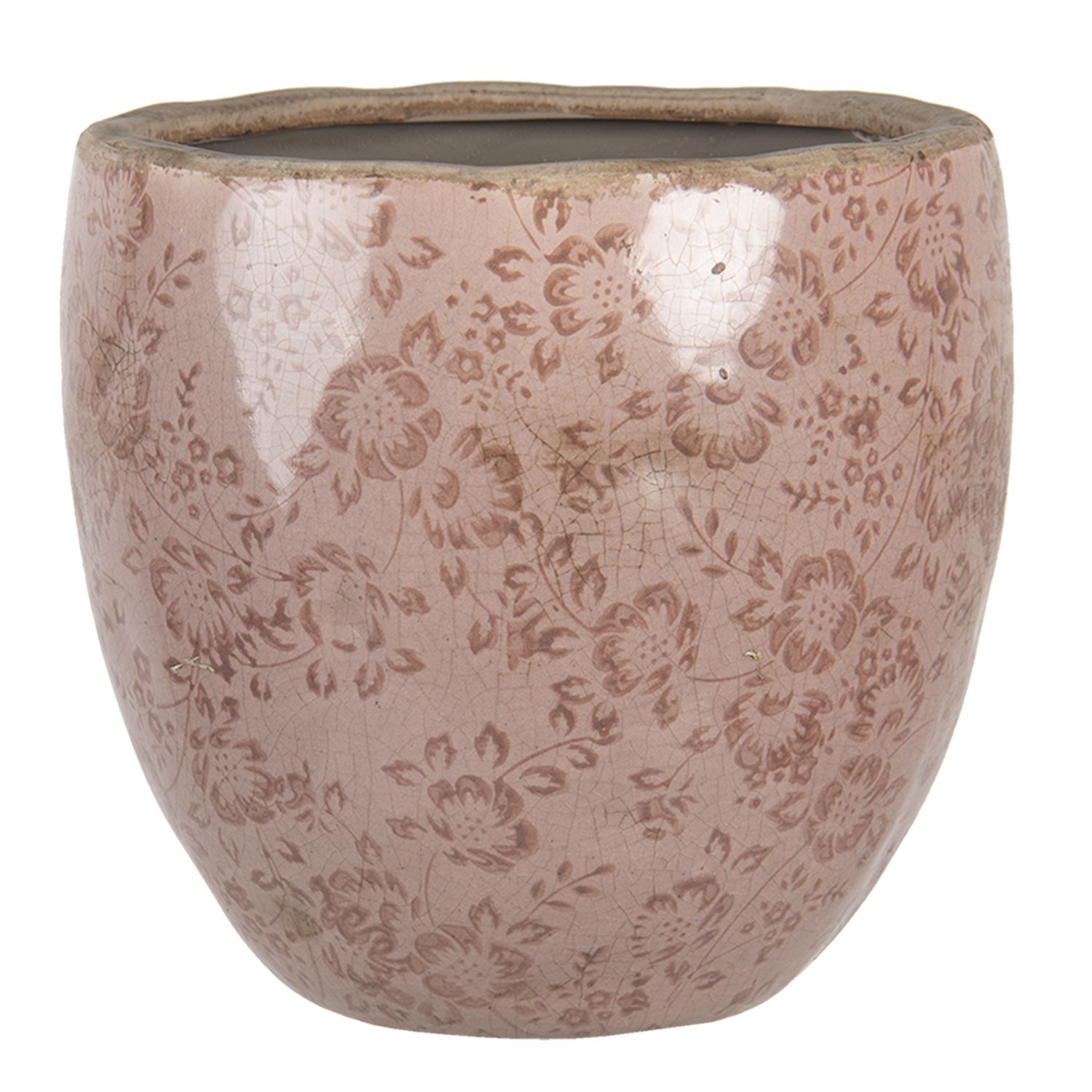 Růžový keramický květináč s popraskáním Alessia L - Ø 20*19 cm Clayre & Eef