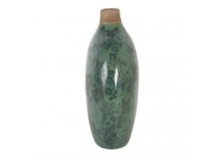 Zelená váza Camil s květy a patinou - 23*11*26 cm