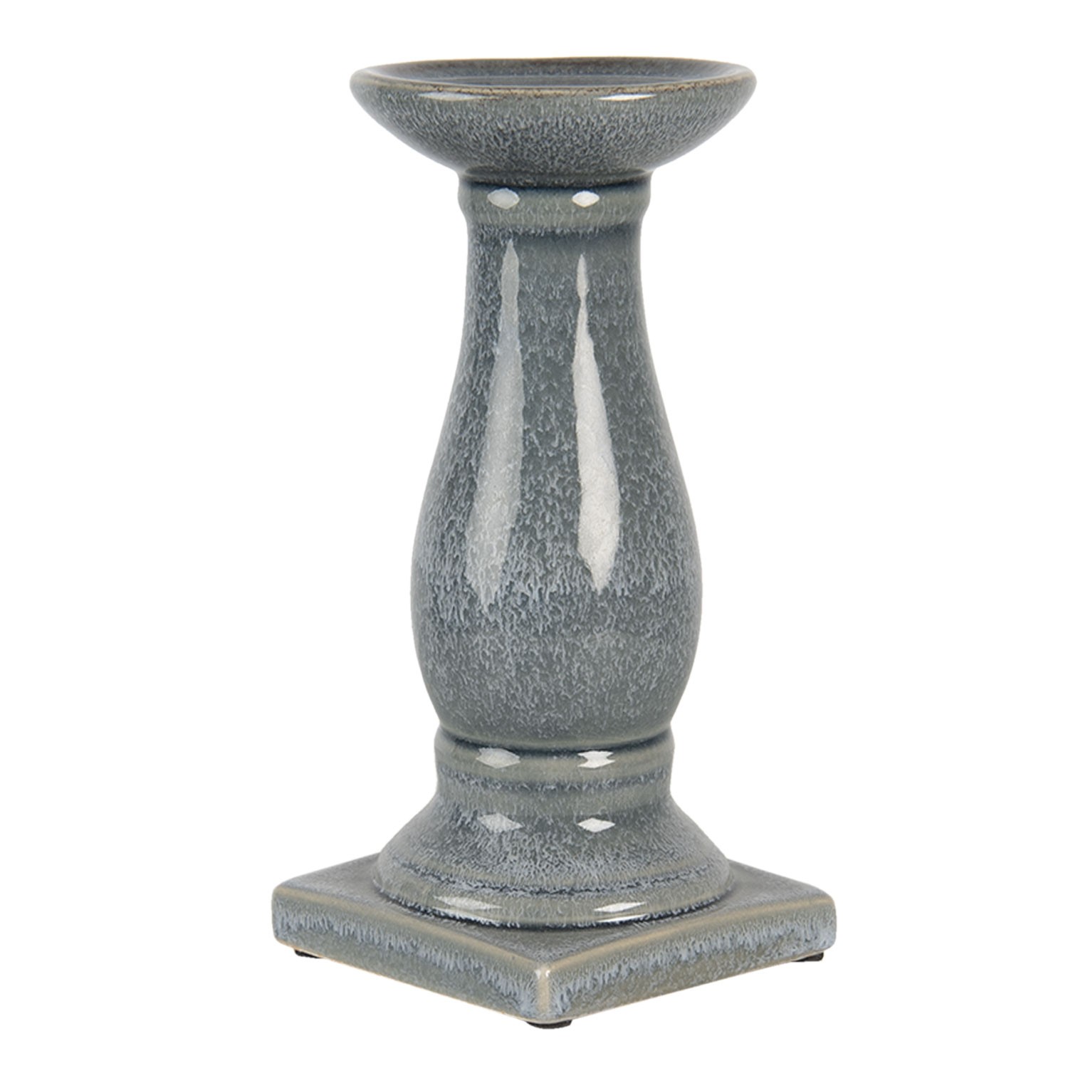 Šedo modrý mramorovaný svícen - Ø 12*25 cm