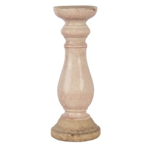 Světle růžový svícen se zdobenou nohou - Ø 14*36 cm