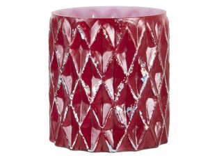 Červený svícen s odřeninami na čajovou svíčku - Ø 11*10 cm