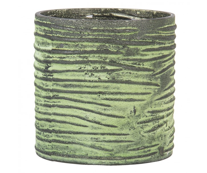 Šedo zelenkavý skleněný svícen na čajovou svíčku - Ø 9*9 cm
