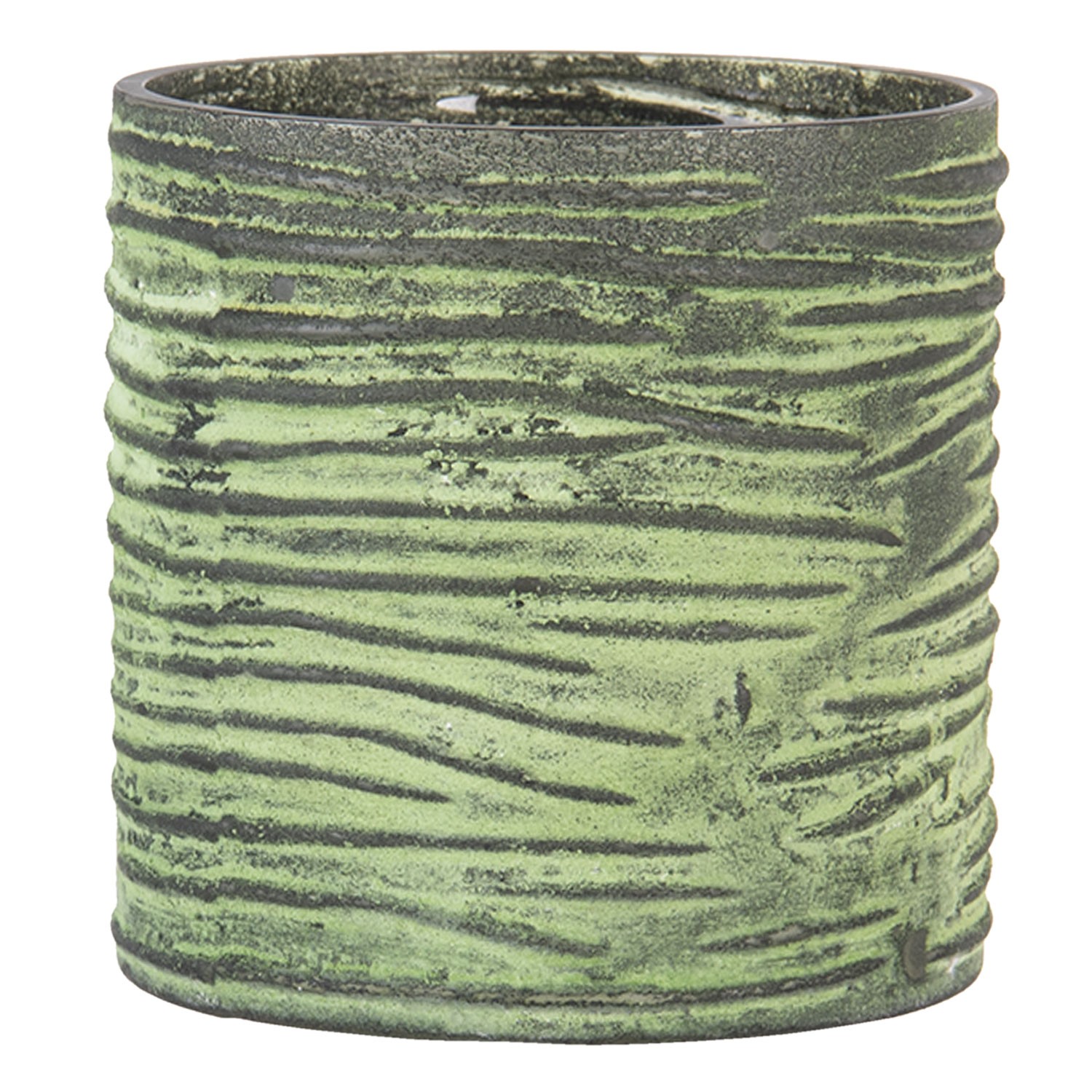 Šedo zelenkavý skleněný svícen na čajovou svíčku - Ø 9*9 cm Clayre & Eef