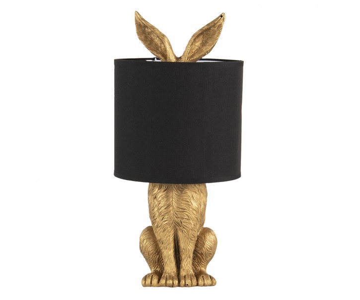 Zlatá stolní lampa králík s černým stínidlem Rabbi – Ø20*45 cm E27/max 1*60W*60W