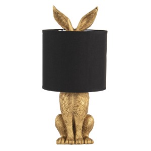 Zlatá stolní lampa králík s černým stínidlem Rabbi – Ø20*45 cm E27/max 1*60W*60W