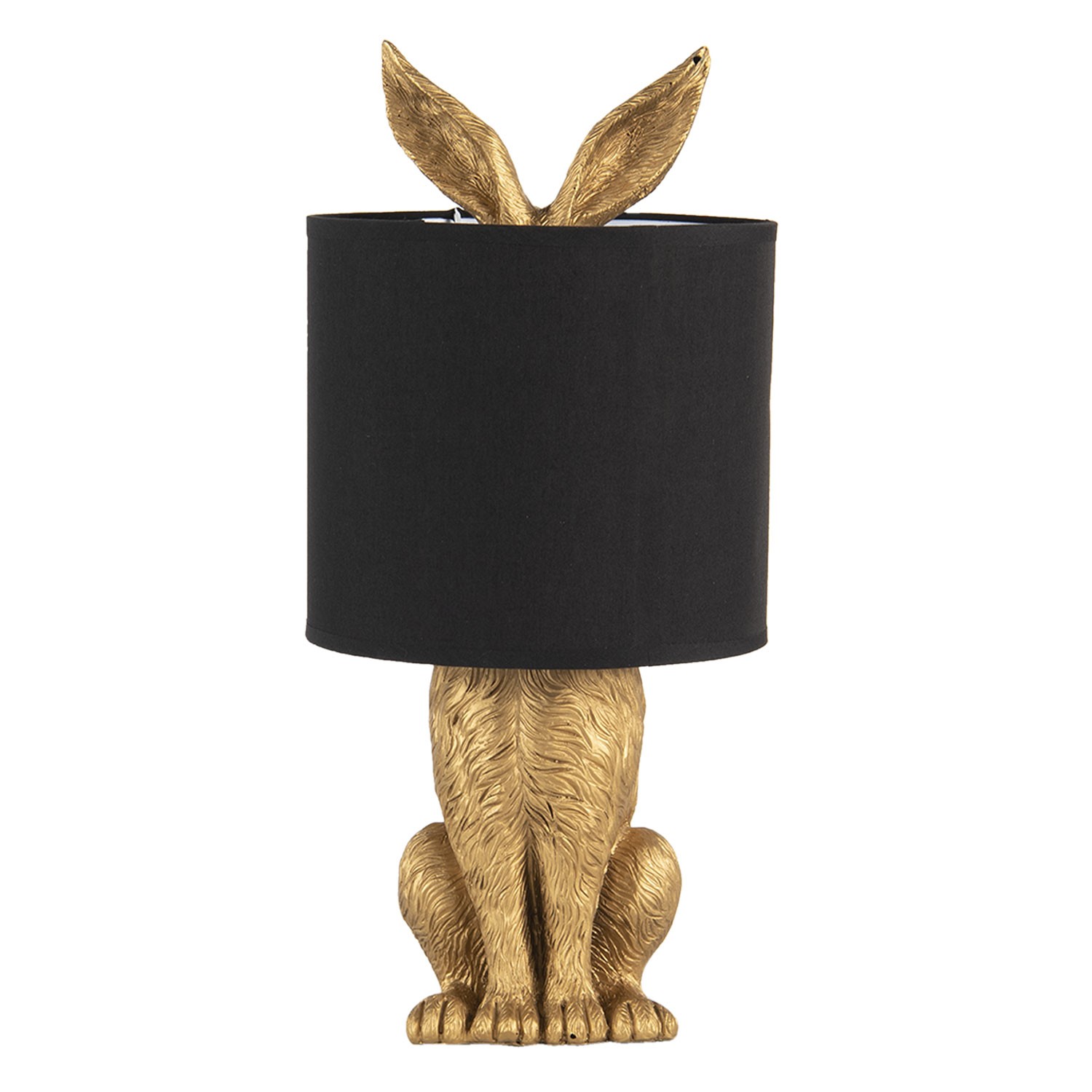 Zlatá stolní lampa králík s černým stínidlem Rabbi – Ø20*45 cm E27/max 1*60W Clayre & Eef