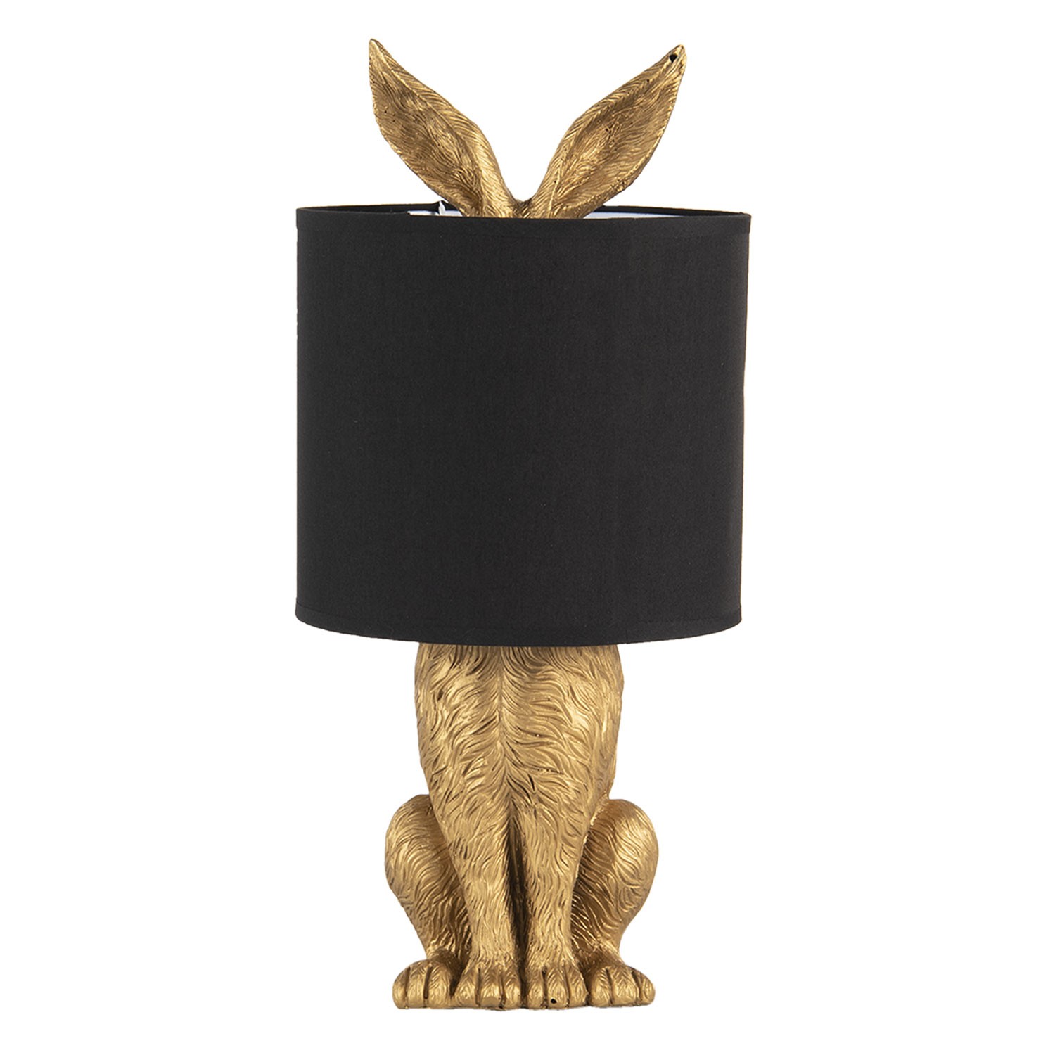 Zlatá stolní lampa králík s černým stínidlem Rabbi – Ø20*45 cm E27/max 1*60W*60W
