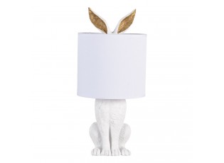 Bílá stolní lampa zajíc se zlatýma ušima - Ø 20*45 cm E27/max 1*60W