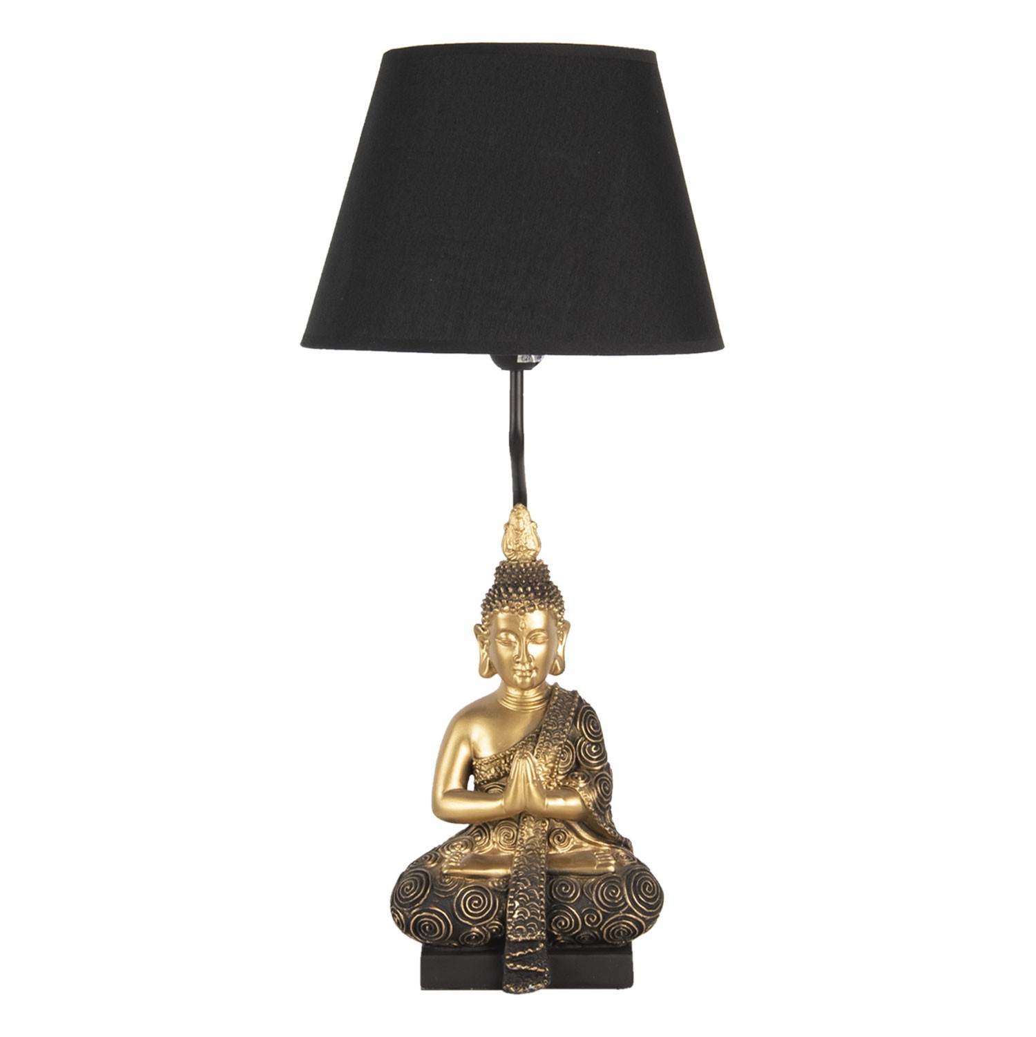 Zlato černá stolní lampa s Buddhou - Ø 28*60 cm / E27 Clayre & Eef