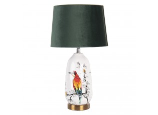 Bílo černá stolní lampa s ptáčkem a květy - Ø 28*50 cm / E27