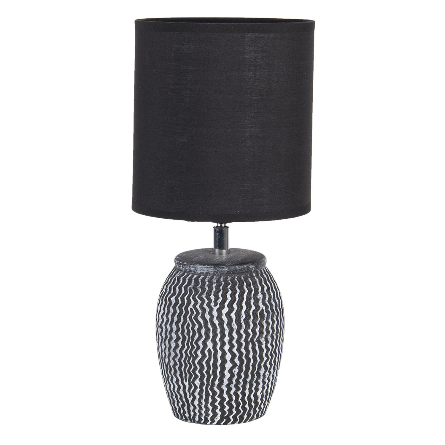 Šedo černá stolní lampa Mattia s oválným stínidlem - Ø 15*36 cm / E27 Clayre & Eef