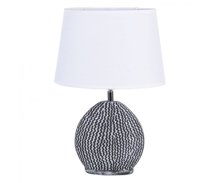 Bílo šedivá stolní lampa Val s bílým stínidlem - 26*19*38 / E27