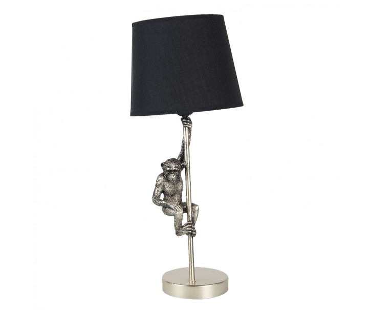 Stříbrno černá stolní lampa s opicí - Ø 20*49 cm E27