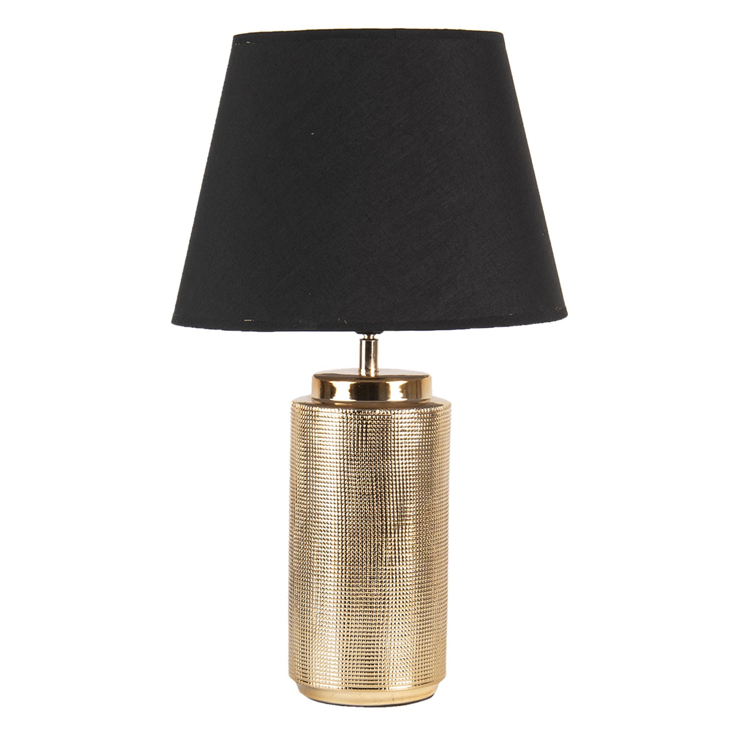 Zlatá stolní lampa Arina s černým stínidlem- Ø 30*51 cm E27/max 60W Clayre & Eef