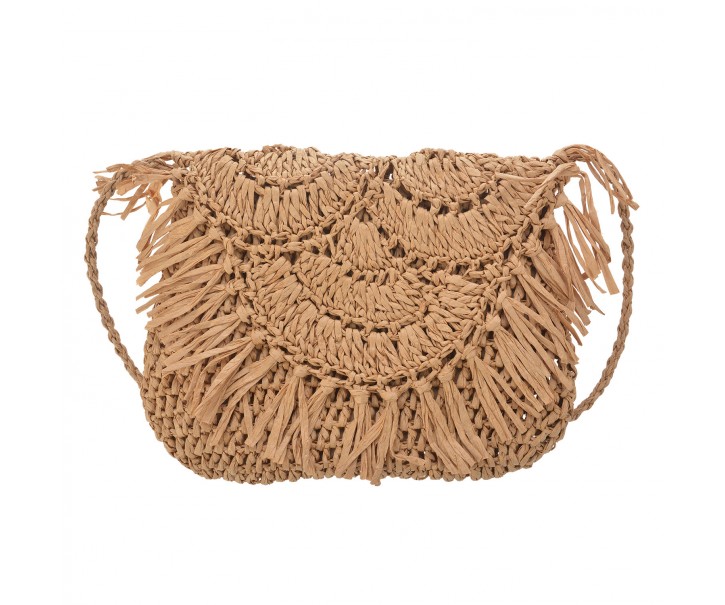 Hnědá pletená kabelka přes rameno - 24*24 cm