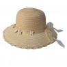 Béžový klobouk se stuhou a kytičkami - Ø 36 cm