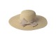 Přírodní klobouk s hnědou kostkovanou mašlí - Ø 42 cm