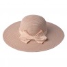 Přírodní klobouk s meruňkovo kostkovanou mašlí - Ø 42 cm