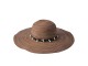 Hnědý pruhovaný klobouk s páskem a perličkami - Ø 58 cm