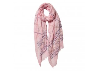 Růžový šátek s ornamenty - 70*180 cm