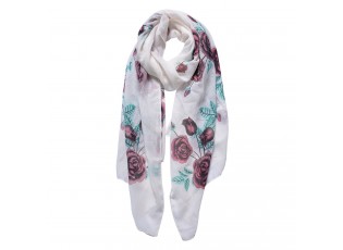 Světle šedý šátek s růžemi - 70*180 cm