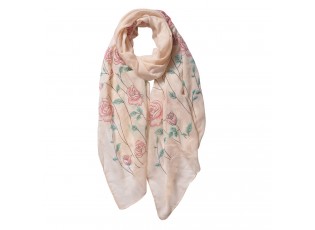 Béžový šátek s růžemi - 70*180 cm