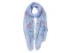 Modrý šátek s potiskem růží - 70*180 cm