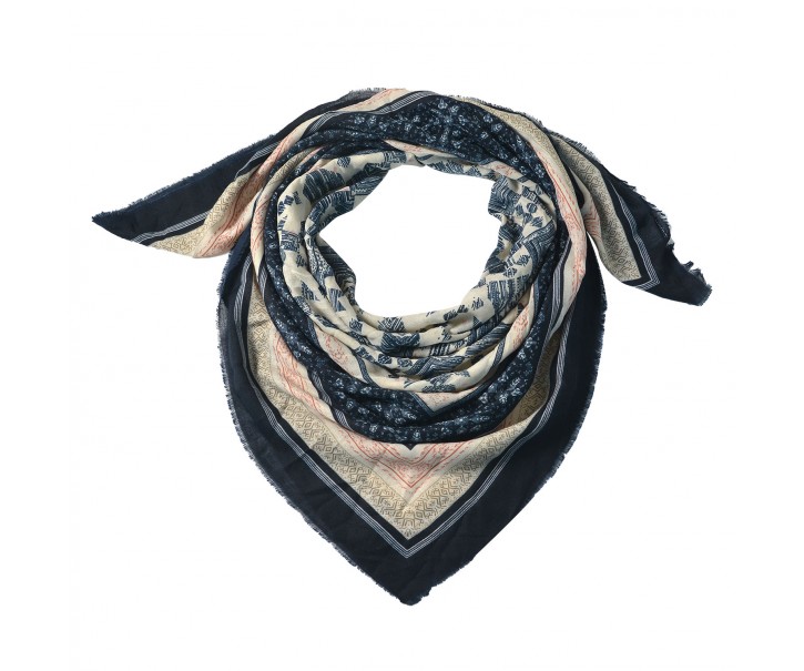 Béžový šátek s ornamenty - 140*40 cm