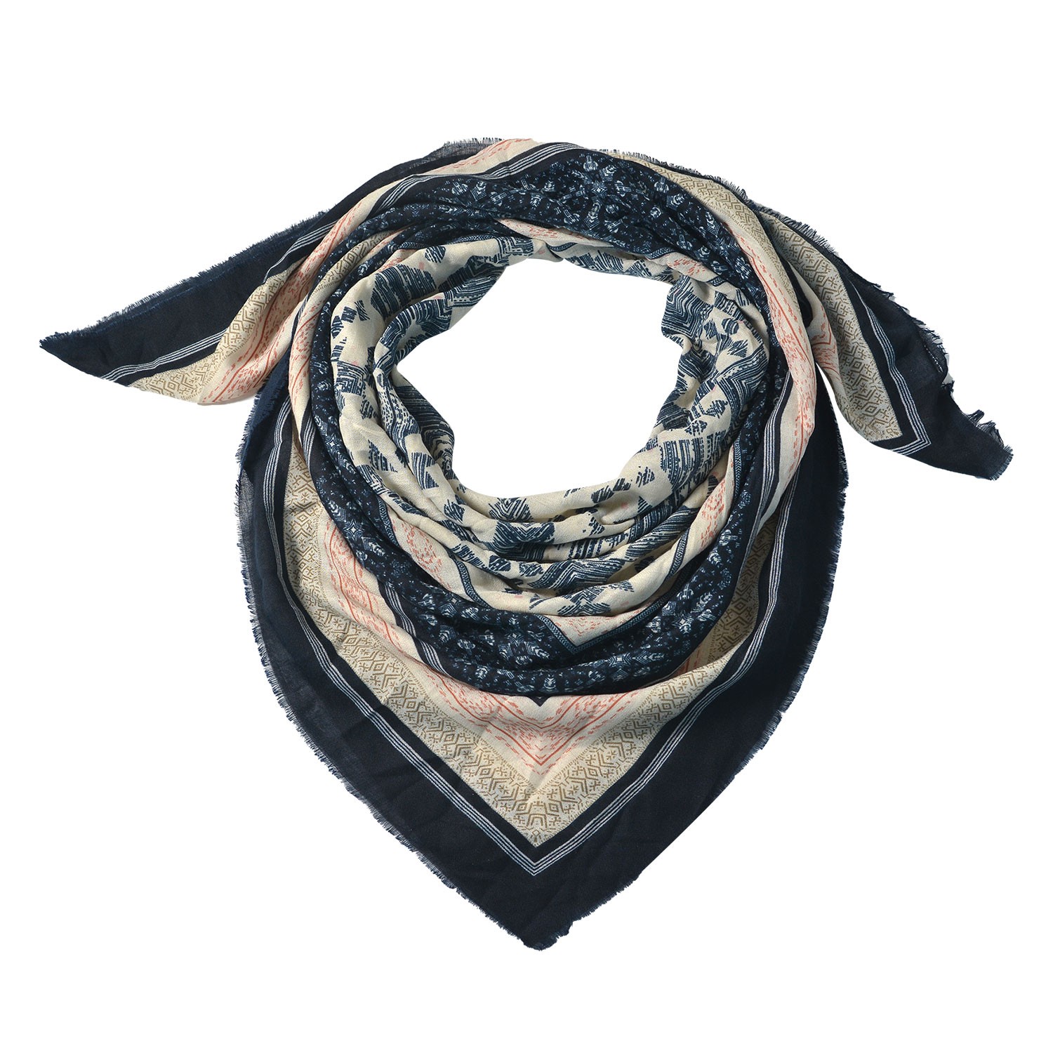 Béžový šátek s ornamenty - 140*40 cm Clayre & Eef