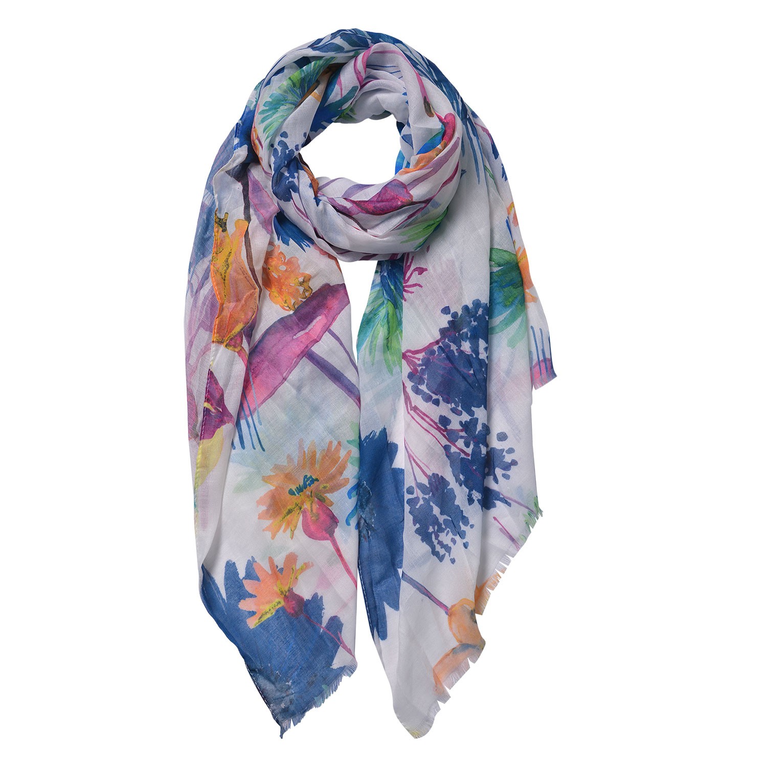 Pestrobarevný šátek s motivem květin - 70*180 cm Clayre & Eef