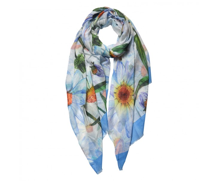 Barevný šátek s motivem kopretin - 70*180 cm