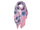 Růžovo modrý šátek s květy - 70*180 cm