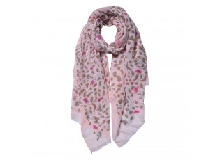 Růžovo hnědý šátek s potiskem - 70*180 cm
