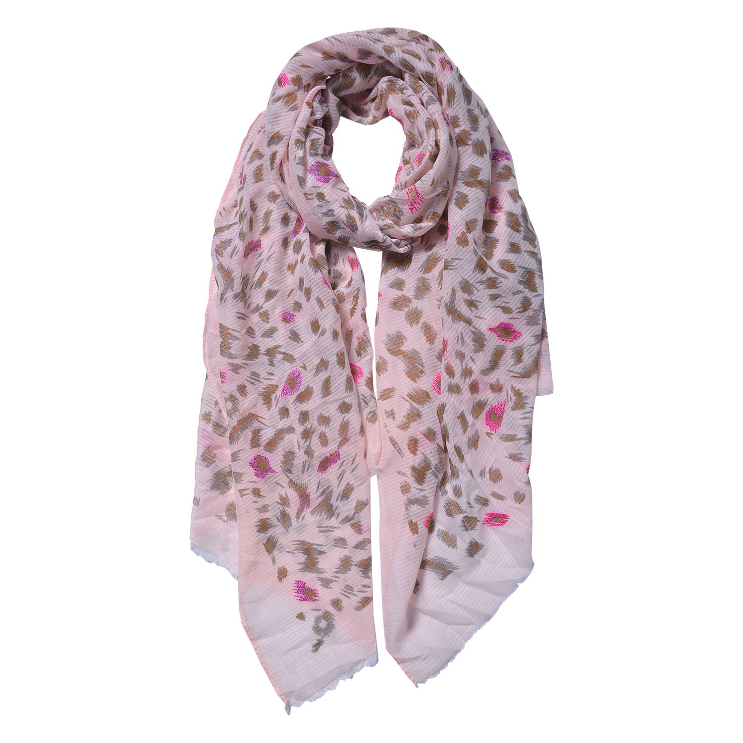 Růžovo hnědý šátek s potiskem - 70*180 cm Clayre & Eef