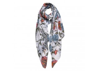 Bílý šátek s potiskem růží - 87*180 cm