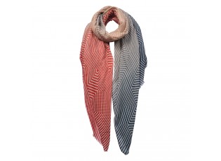 Červeno modrý proužkovaný šátek - 87*180 cm