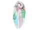 Růžovo modro zelený žíhaný šátek s potiskem - 80*180 cm