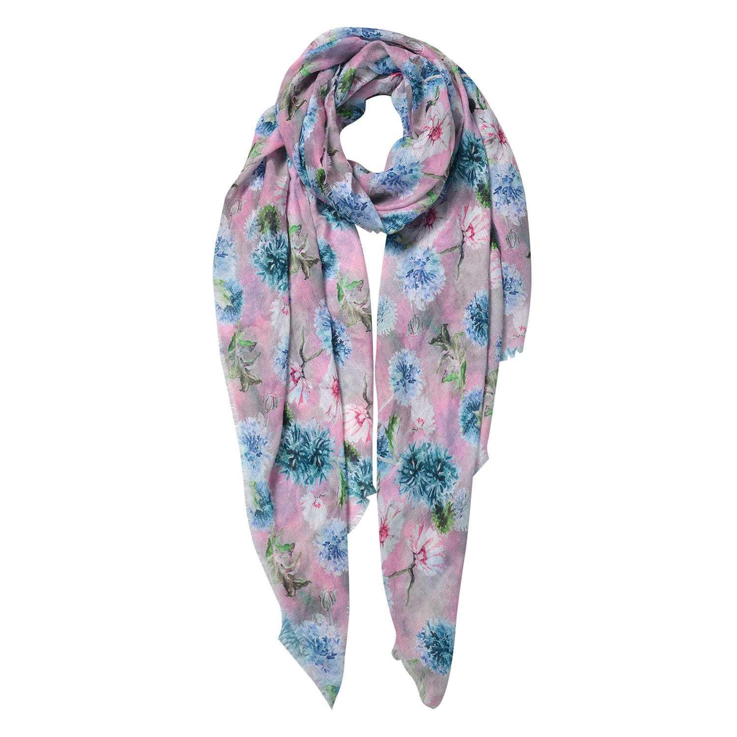 Růžový šátek s potiskem květin - 80*180 cm Clayre & Eef