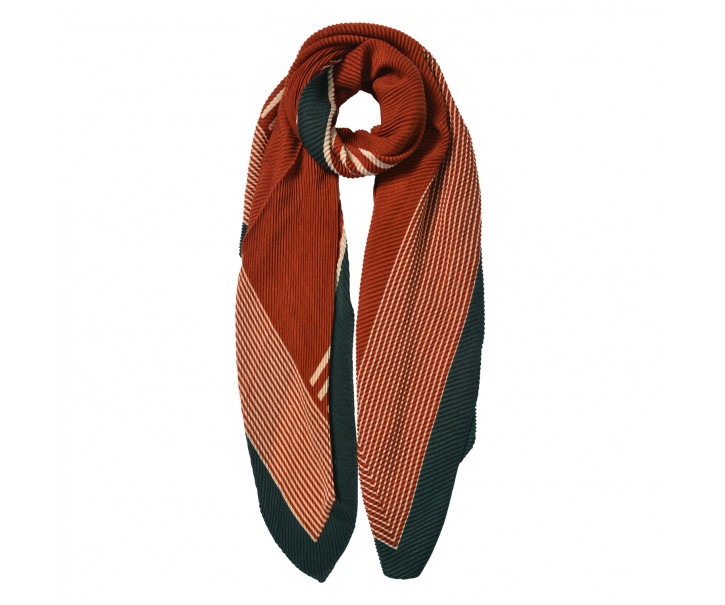 Oranžovo krémový žebrovaný šátek s černým lemováním - 85*180 cm