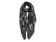 Tmavě šedý šátek s květy - 85*180 cm