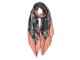 Černý šátek s květy a hnědým lemováním - 85*180 cm