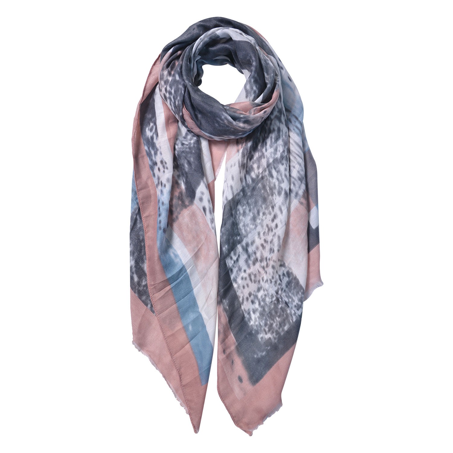 Hnědo šedý šátek se vzorem - 85*180 cm Clayre & Eef