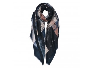 Tmavě modrý šátek s třásňovitým lemem - 85*180 cm