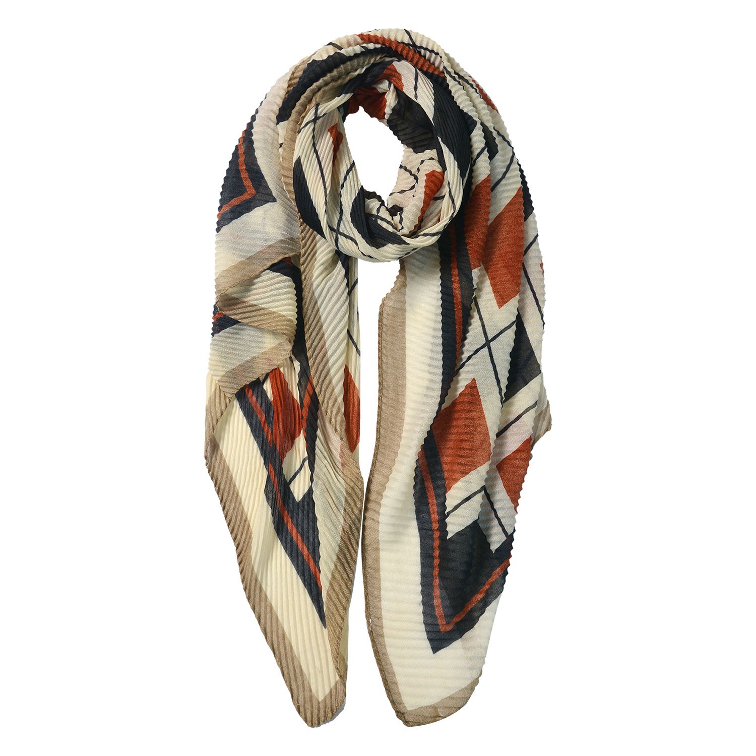 Béžový šátek s barevnými kosočtverci - 85*180 cm Clayre & Eef