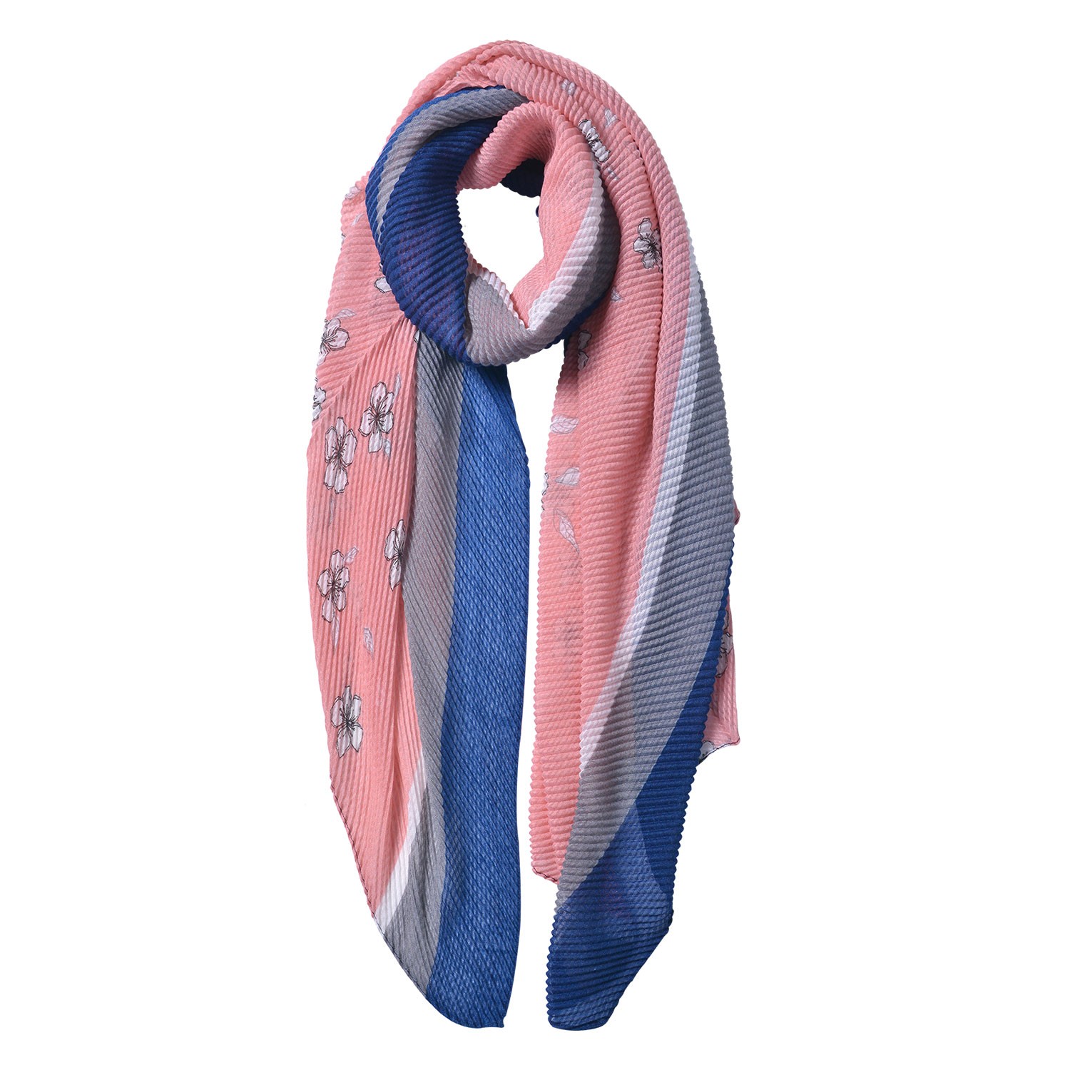Růžovo modrý šátek s kytičkama - 85*180 cm Clayre & Eef