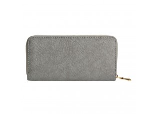  Šedivá koženková peněženka - 10*19 cm