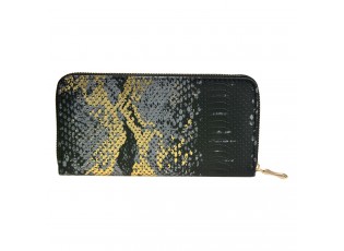 Černá lakovaná peněženka s efektem hadí kůže - 10*19 cm
