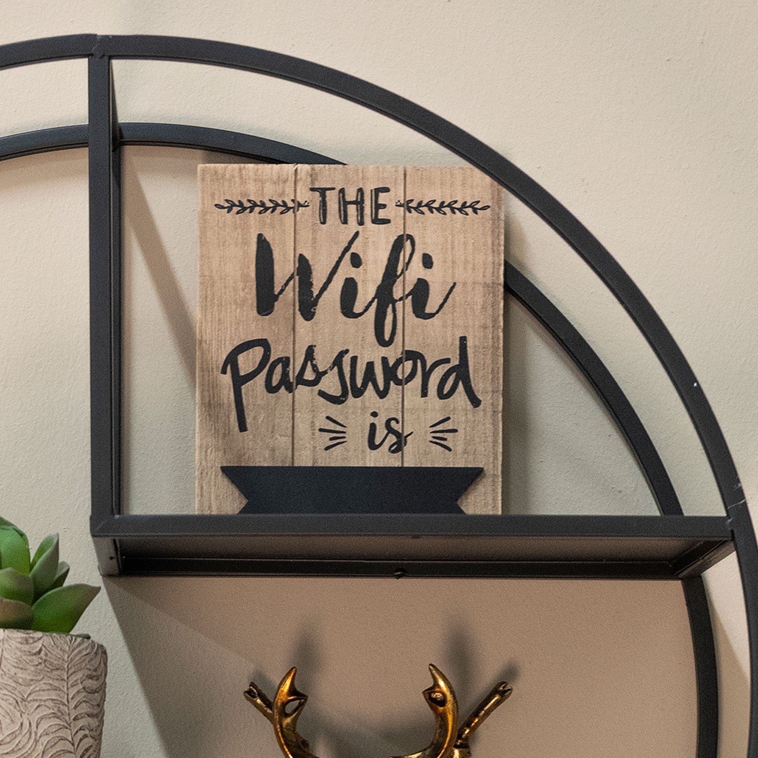 Nástěnná dřevěná cedule na heslo Wifi - 16*1*20 cm